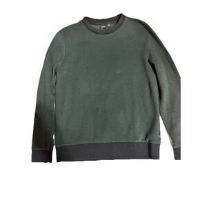 Hugo Boss Sweater Mens Pullover Large Casual Knit Green w/ Gray Crew Neck Collar